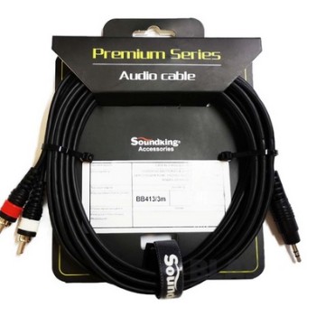BB413-3M Кабель акустический мини-джек 3,5мм — 2хRCA Soundking PREMIUM (3м)