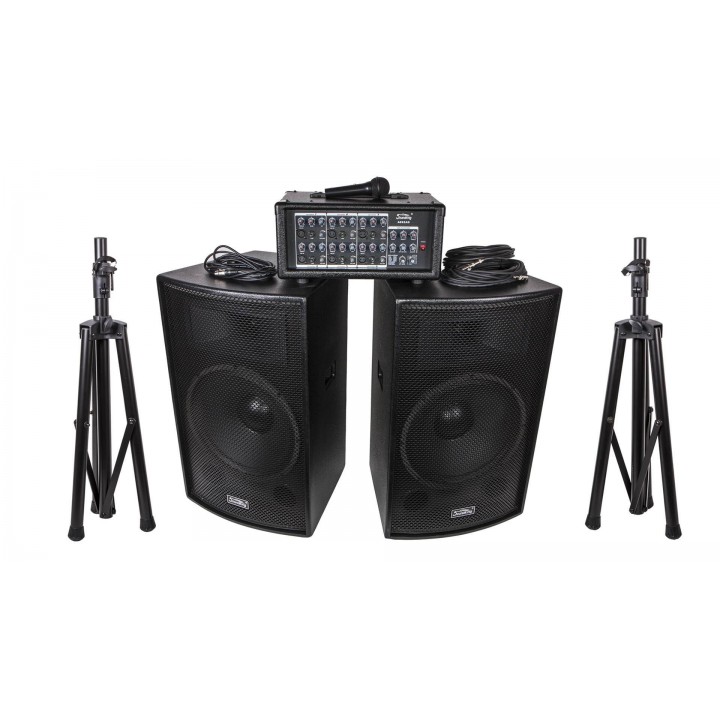ZH0602D15LS Комплект акустической системы - Soundking 2х250Вт (микшер, микрофон, кабели,стойки)