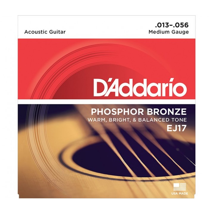 EJ17 Струны для акустической гитары - D'ADDARIO (13-56)