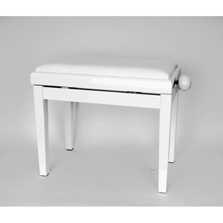 HY-PJ018B-GLOSS-WHITE Банкетка для пианиста, цвет белый - Rin (вельвет)