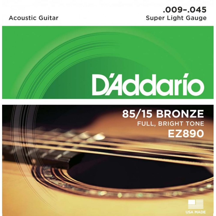  EZ890 Струны для акустической гитары - D'ADDARIO Super Light (9-45)