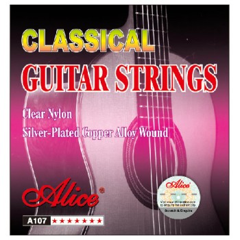 AC107-N Комплект струн для классической гитары, нейлон, посеребренные - Alice