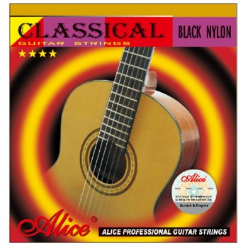 AC107BK-H Комплект струн для классической гитары, черный нейлон - Alice