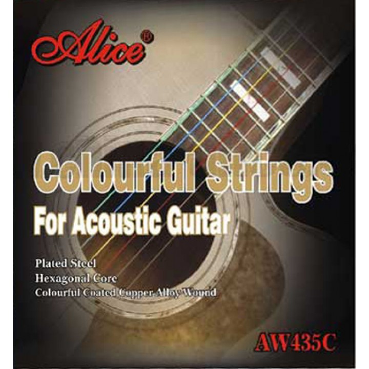 AW435С-SL Комплект струн для акустической гитары, цветные, медь, 11-52 - Alice