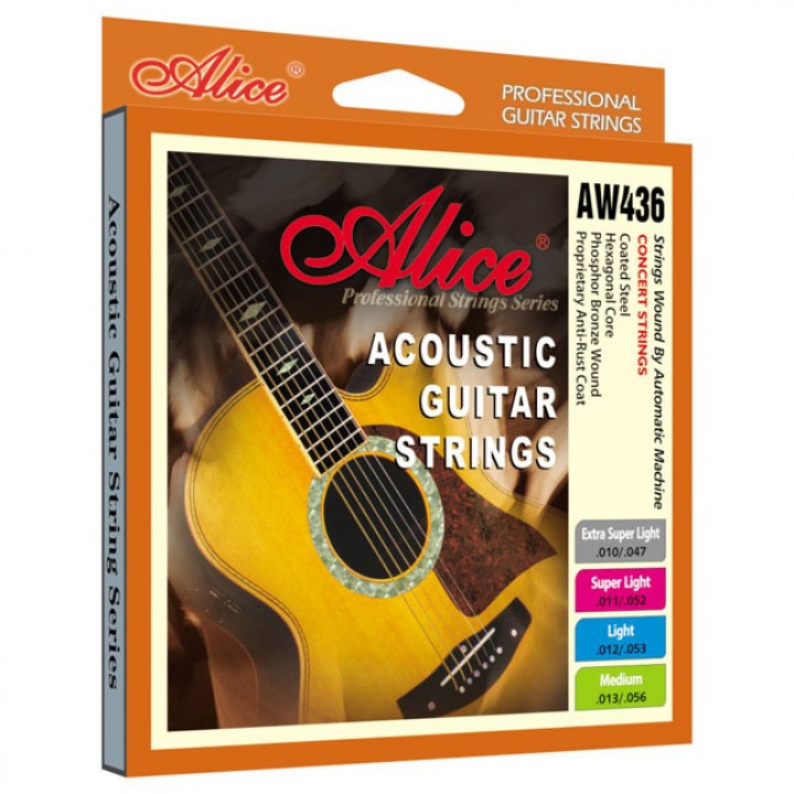 AW436-XL Комплект струн для акустической гитары, фосфорная бронза 10-47 - Alice