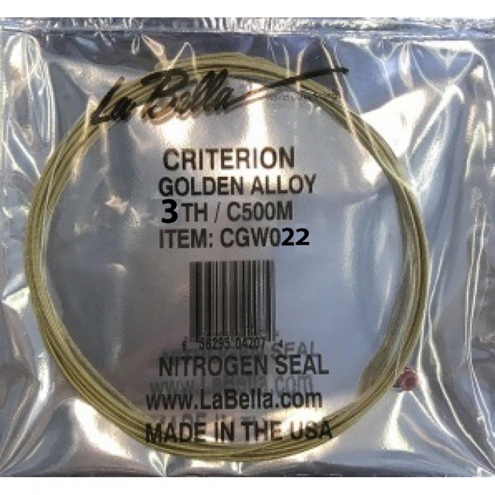 CGW022 Отдельная 3-я струна диаметр 0,022, стальной керн в бронзовой оплетке - La Bella 