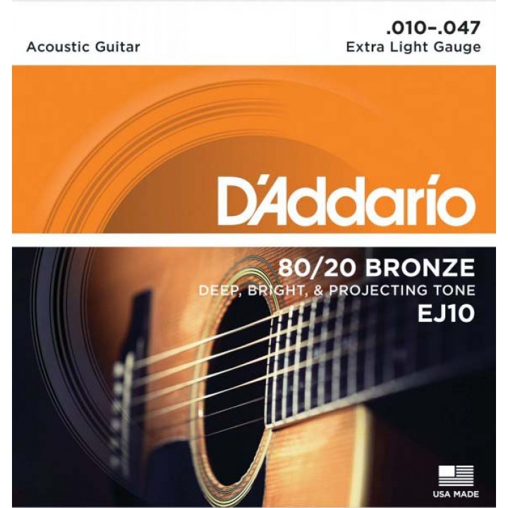  EJ10 Струны для акустической гитары - D'ADDARIO (10-40)