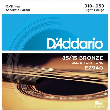 EZ940 AMERICAN BRONZE 85/15 Струны для 12-струнной акустической гитары Light 10-50 - D`Addario