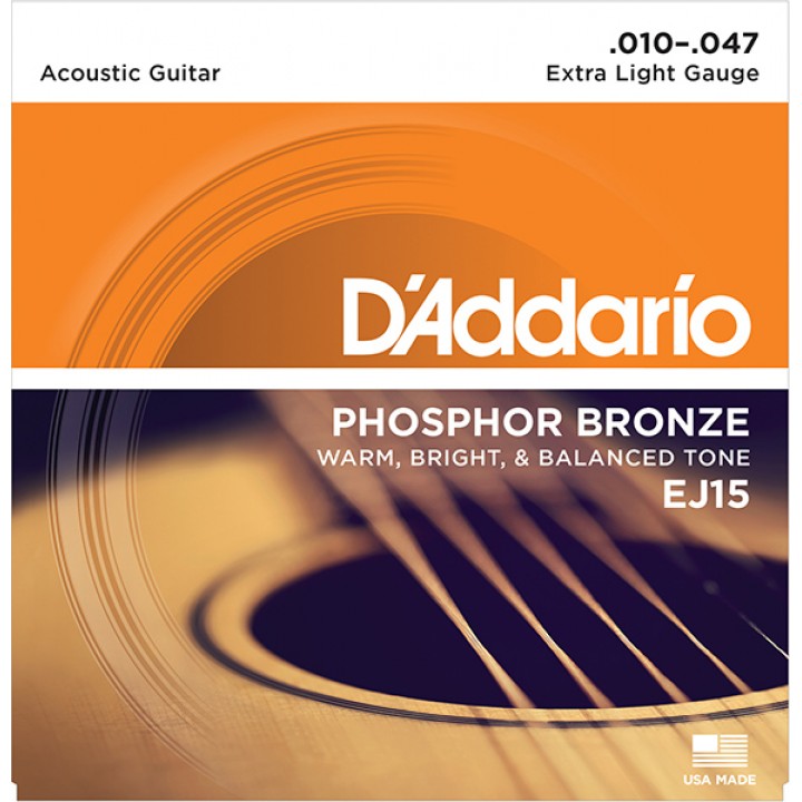 EJ15 PHOSPHOR BRONZE Струны для акустической гитары - D'ADDARIO (10-47)